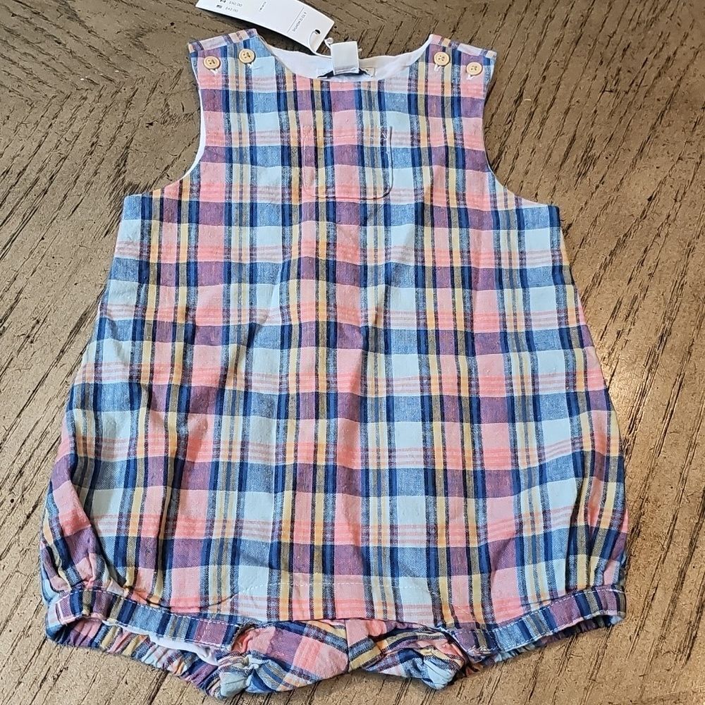 Janie and Jack Multicolor Plaid Romper Size 6-12 Months NWT